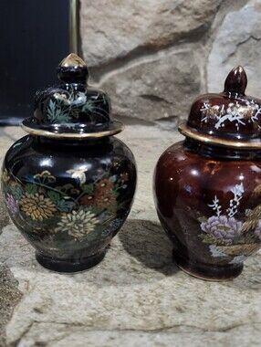 Two Small vintage Japanese porcelain ginger jars